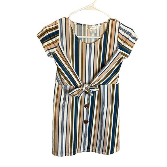 5 for $25🔥Girls Size 8 Smile You Are Beautiful Striped Tunic Blouse - Picture 1 of 6
